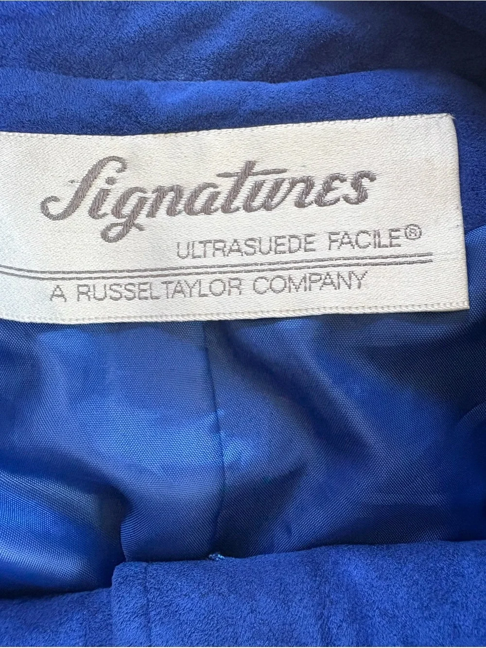 Vegan SuedeCobalt Blue Vintage Ultrasuede Jacket Size 16